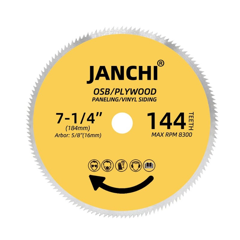 Jianchi 3Pack 7-1/4 Inch 144T Circular Saw Blade, Plywood, OSB, Paneling and Vinyl Siding Fast and Smooth Cutting Saw Blade 5/8 Inch Arbor - Image 2